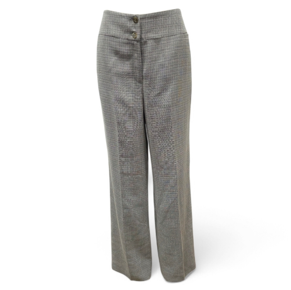 NWT Jones New York Collection Size 10 Plaid Wide Leg Dress Pants Gray